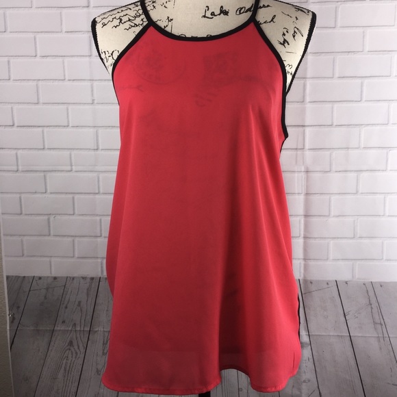 Monteau Tops - 📦Spaghetti straps orange and black top M